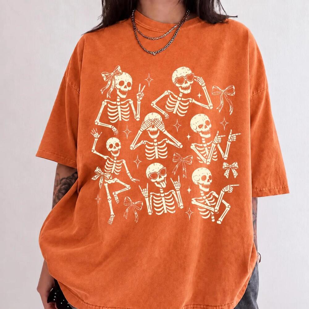 Skeleton Shirt, Funny Halloween Bones Tee, Cute Spooky Skeleton Graphic